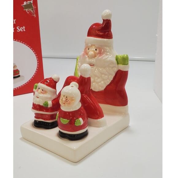 Holiday Style Christmas Napkin Holder Salt and Pepper Set, PRE-OWNED, IOB - Picture 2 of 13